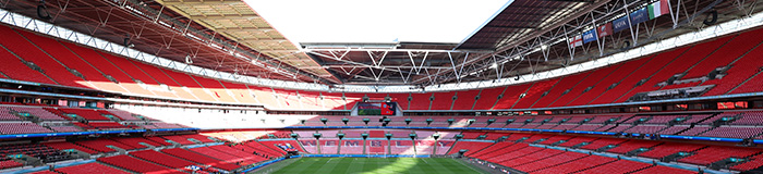 Vy från officiell sittpalts på Wembley Stadium